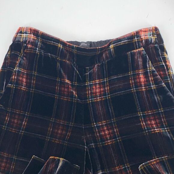 J. Crew Pull-On Easy Pant in Velvet Stewart Tartan  Black Multi Plaid Holiday Sz - Picture 6 of 15